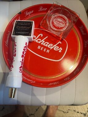 Schaefer Beer Red Metal Serving Tray and 2 more items